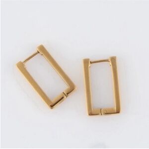 New! 14K Gold Plated Square Huggie Earrings